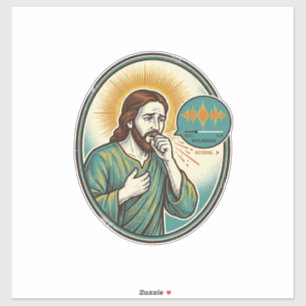 Sticker Jésus toussant au milieu d'un message audio vocal