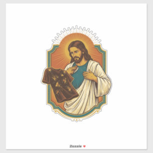 Sticker Jésus Vêtements De Sport Noirs Couverts De Craie D