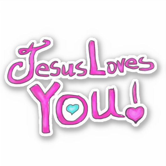 Sticker Jesus Vous Aime Rose (Devant)