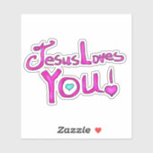 Sticker Jesus Vous Aime Rose (Feuille)