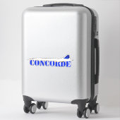 Sticker Jet Concorde emblématique avec typographie bleue a (Sur valise)