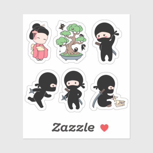 Sticker Jeu 1 minuscule Ninja (Feuille)