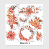 Sticker Jeu d'aquarelle orange (Feuille)
