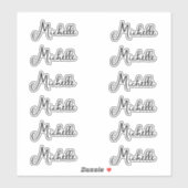 Sticker Jeu de 12 - Nom de script élégant (Feuille)