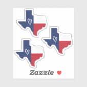 Sticker Jeu de 3 Amours au Texas State Flag (Feuille)