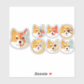 STICKER JEU DE CARACTÈRES DE CHIEN CORGI (Feuille)