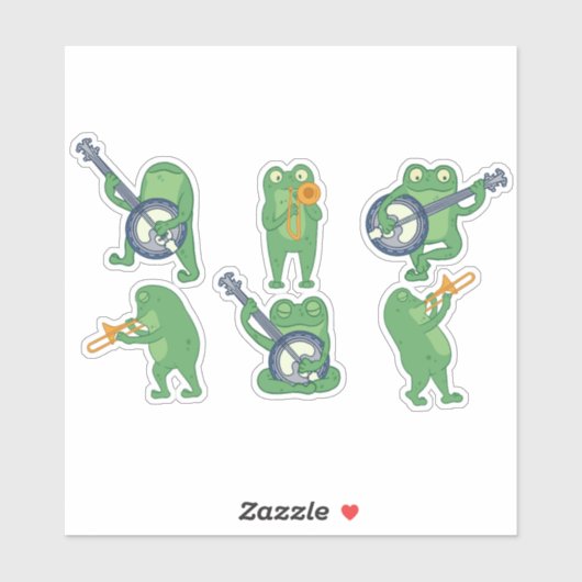 STICKER JEU DE CARACTÈRES FROG MUSICIEN (Feuille)