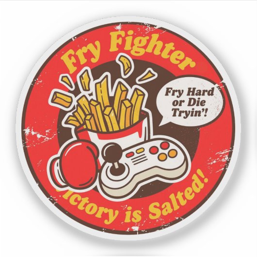 Sticker Jeu de combat de style rétro & Conception de frite (Devant)