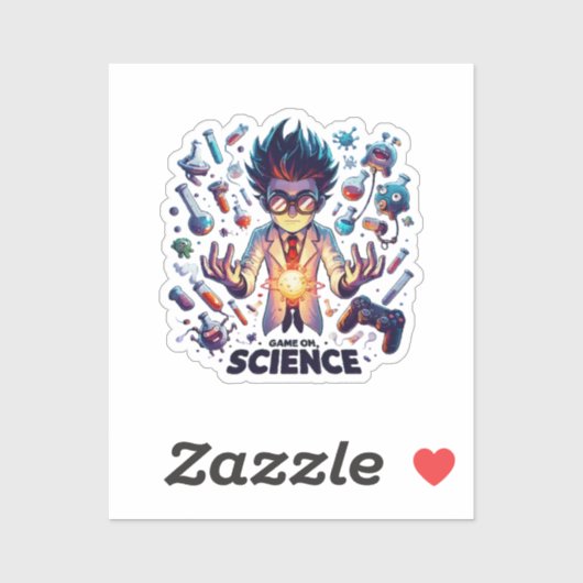 Sticker Jeu de concoction chimique, thème scientifique (Feuille)