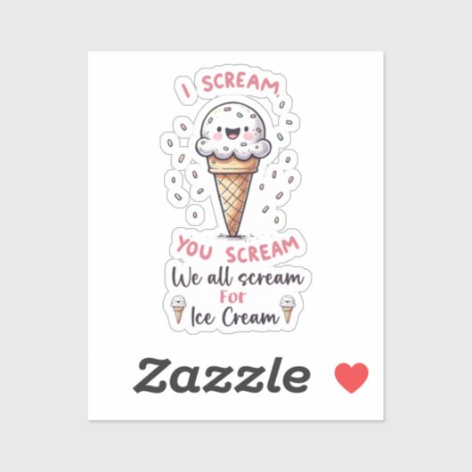 Sticker Jeu de crème glacée mignonne (Feuille)