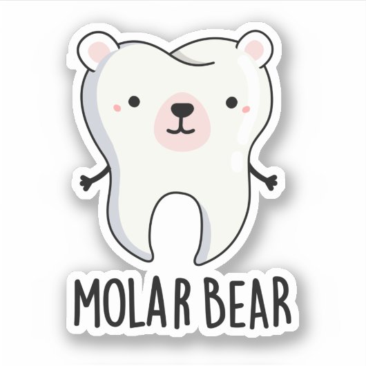 Sticker Jeu de dent amusant de l'ours molaire (Devant)