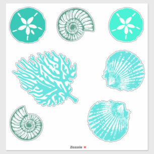Sticker Jeu de dollars et coquillages de sable bleu de pla