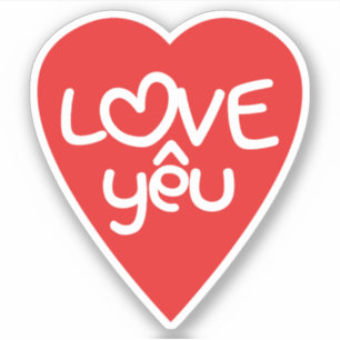Sticker Jeu de mots d'Asiatique de ♥ de Yêu d'amour de 