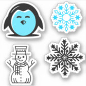 Sticker Jeu de Noël Pingouin Bleu Snowman (Devant)