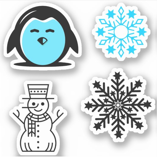 Sticker Jeu de Noël Pingouin Bleu Snowman (Devant)