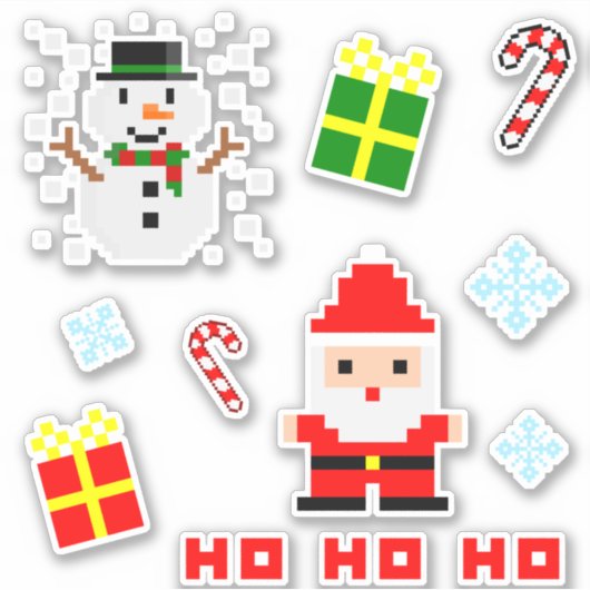 Sticker Jeu de Noël Pixel Art (Devant)