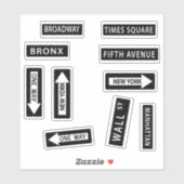 Sticker Jeu de panneaux de signalisation de New York (Feuille)