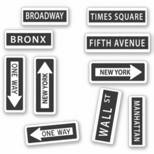 Sticker Jeu de panneaux de signalisation de New York