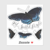 Sticker Jeu de papillons violets à points rouges (Feuille)