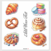 Sticker Jeu de pâtisseries de boulangerie aquarelle (Feuille)