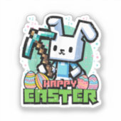 Sticker Jeu de pixels de lapin de Pâques heureux  (Recto)
