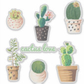 Sticker Jeu de Plantes Cactus pointillés (Devant)