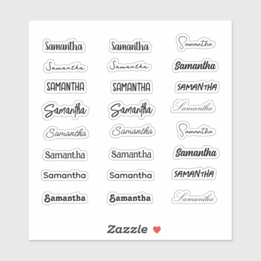 Sticker Jeu de prénom stylish Girly tendance de 24 polices (Feuille)