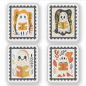 Sticker Jeu de timbres de réservation Éffrayant et mignon  (Devant)