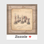 Sticker Jeu d'échecs sur Grunge Joueur en bois (Feuille)