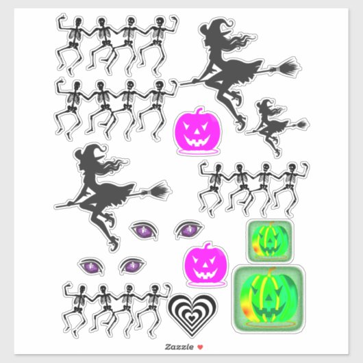 Sticker jeu d'halloween citrouille noir/blanc (Feuille)
