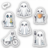 Sticker Jeu d'Halloween Ghost Cute Pack 6pc (Devant)