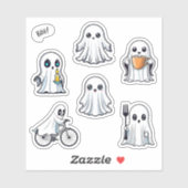 Sticker Jeu d'Halloween Ghost Cute Pack 6pc (Feuille)