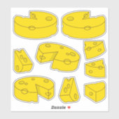Sticker Jeu d'icônes de fromage jaune (Feuille)