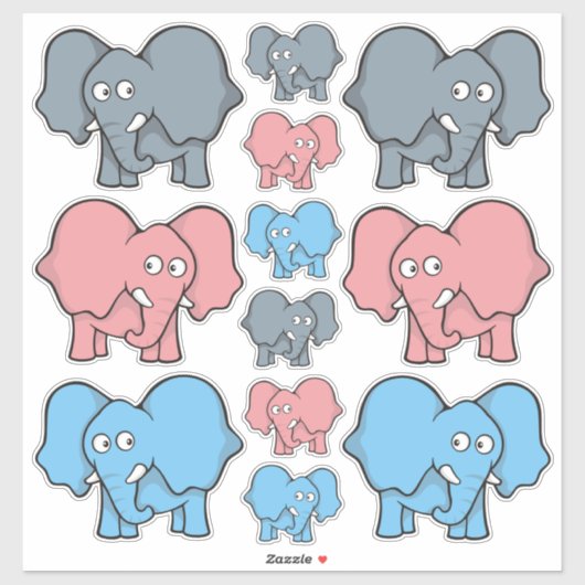 Sticker Jeu d'icônes pour bébé éléphant (Feuille)