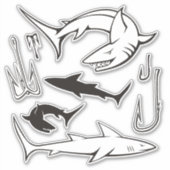 Sticker Jeu d'icônes Requins et crochets (Devant)