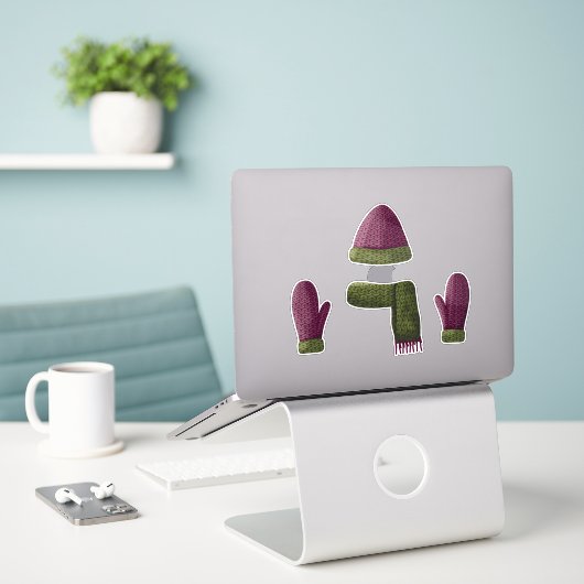 Sticker Jeu d'objets en laine (Ordinateur portable sur le bureau)