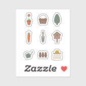 Sticker Jeu d'outils de jardinage (Feuille)