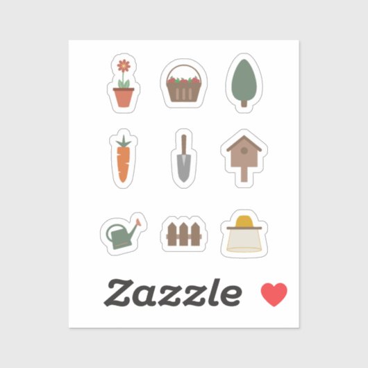 Sticker Jeu d'outils de jardinage (Feuille)