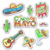 Sticker JEU Drapeau Feliz CINCO DE MAYO Fiesta Mexique (Devant)