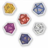 Sticker Jeu multicouleur D20 Polyèdre Dice (Devant)