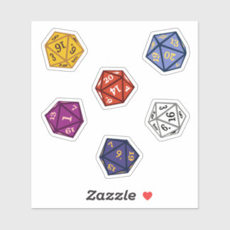 Sticker Jeu multicouleur D20 Polyèdre Dice