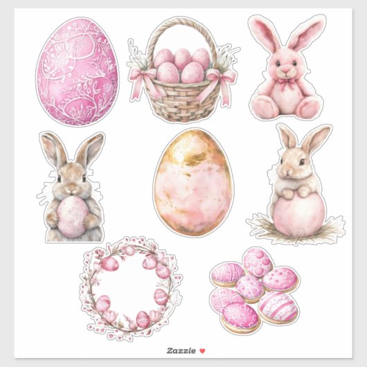 Sticker Jeu rose Pastel 2 Pâques (Feuille)