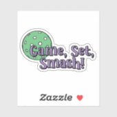 Sticker Jeu, Set, Smash ! | Pickleball Ball (Feuille)