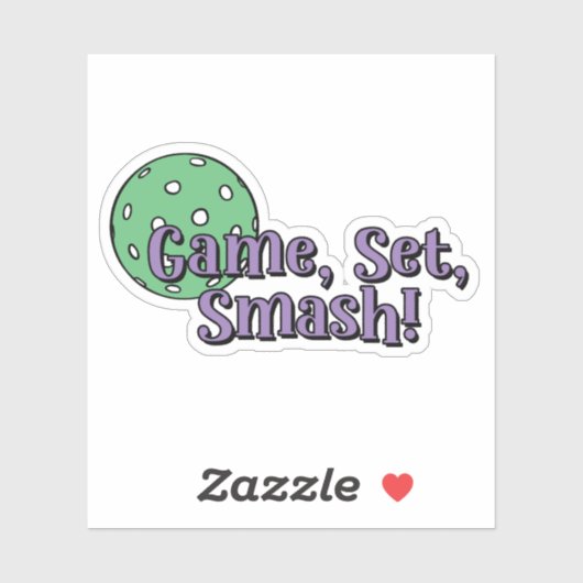 Sticker Jeu, Set, Smash ! | Pickleball Ball (Feuille)
