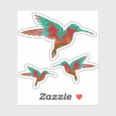 Sticker Jeu turquoise d'oiseaux chanteurs fractés orange e (Feuille)