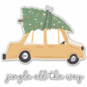 Sticker Jingle All Way Voiture et Noël Arbre vacances (Devant)