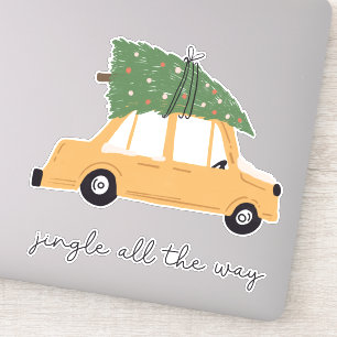 Sticker Jingle All Way Voiture et Noël Arbre vacances
