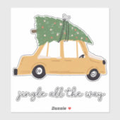 Sticker Jingle All Way Voiture et Noël Arbre vacances (Feuille)