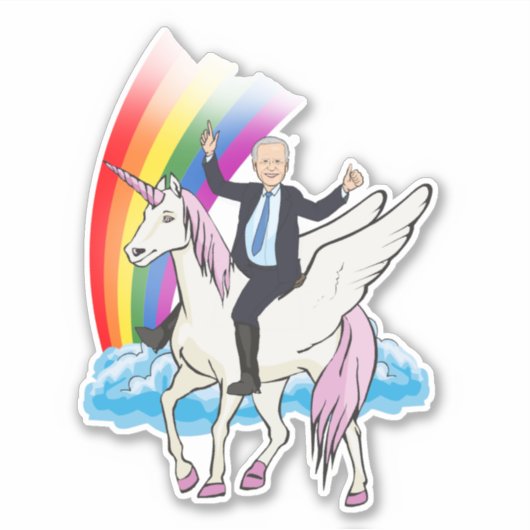 Sticker Joe Biden Unicorns & Rainbows (Devant)