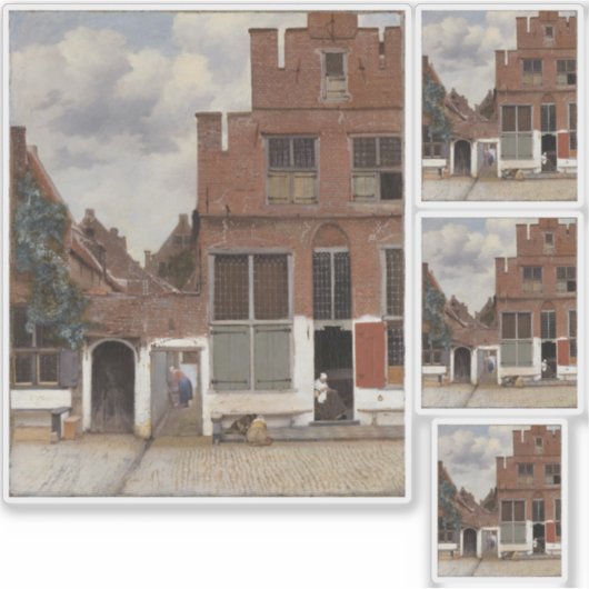 Sticker Johannes Vermeer, Vue Des Maisons À Delft (Devant)